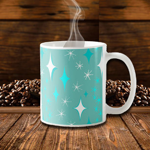 Caneca De Café Retro Teal e White Star Pattern Mug