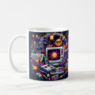 Caneca De Café Retro Tech Playground: Uma Odisseia Nostálgica Dos