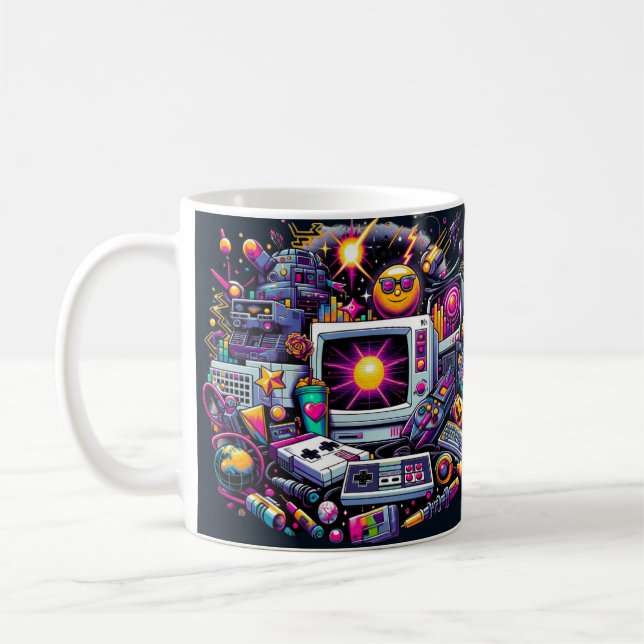 Caneca De Café Retro Tech Playground: Uma Odisseia Nostálgica Dos (Esquerda)