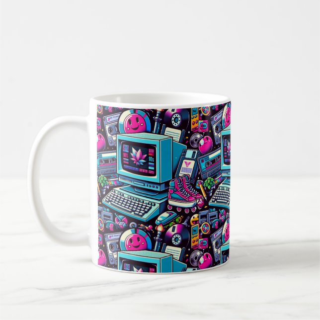 Caneca De Café Retro Tech Playground: Uma Odisseia Nostálgica Dos (Esquerda)