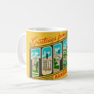 Caneca De Café Retro Topeka Kansas Saudação Mug