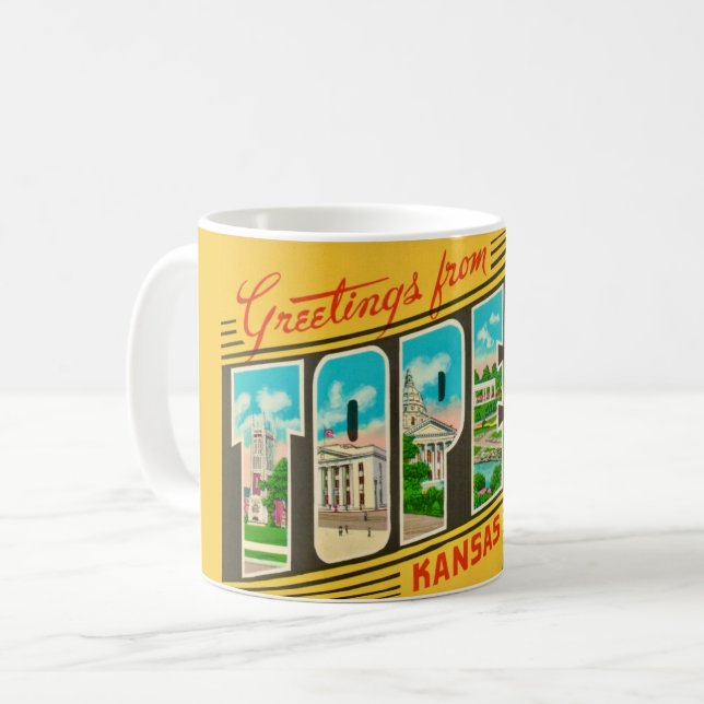 Caneca De Café Retro Topeka Kansas Saudação Mug (Frente Esquerda)