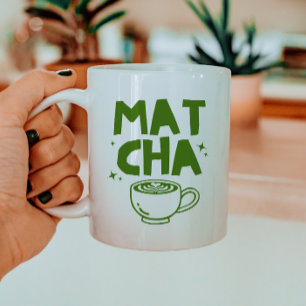 Caneca De Café Retro Trendy Verde Amante de Matcha Doodle