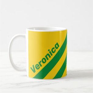 Caneca De Café Retro Tropical Banana Três Listras com Nome