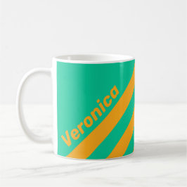 Caneca De Café Retro Tropical Punch Stripes with Name