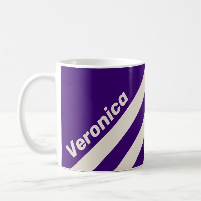 Caneca De Café Retro Videira Três Listras com Nome (Esquerda)