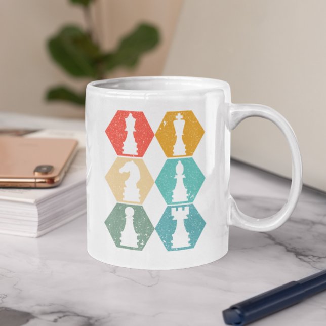 Caneca De Café Retro Vintage Chess Pials Sunset (Retro Vintage Chess Pieces Sunset Coffee Mug)