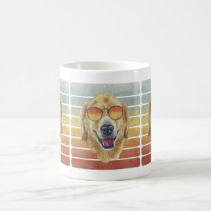 Caneca De Café Retro Vintage Ouro Sunset Retriever Pet Mãe Pai