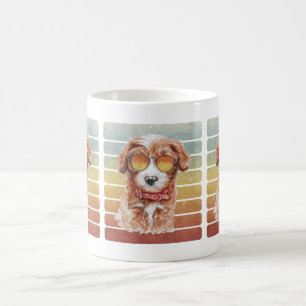 Caneca De Café Retro Vintage Pôr do Sol Cavoodle Mãe Pai