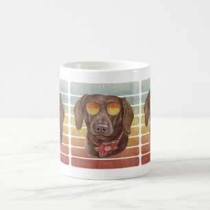 Caneca De Café Retro Vintage Pôr do Sol Chocolate Dachshund Mãe P