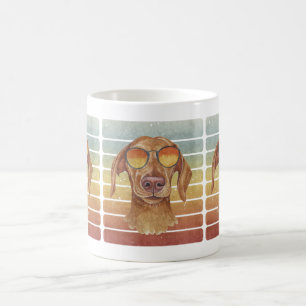 Caneca De Café Retro Vintage Pôr do Sol Creme Dachshund Mãe Pai