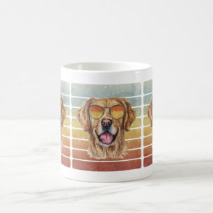 Caneca De Café Retro Vintage Pôr do Sol Golden Retriever Mãe Pai