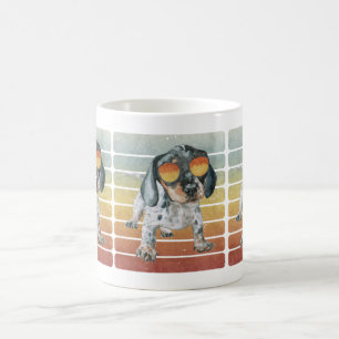 Caneca De Café Retro Vintage Pôr-do-Sol Preto Marrom Dachshund Fi