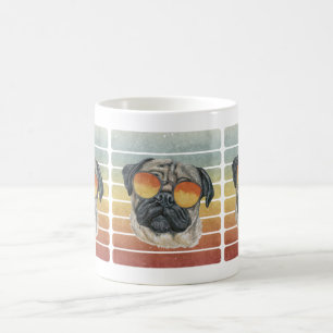 Caneca De Café Retro Vintage Pôr do Sol Pug Mãe Pai