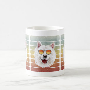 Caneca De Café Retro Vintage Pôr do Sol Samoyed Mãe Pai
