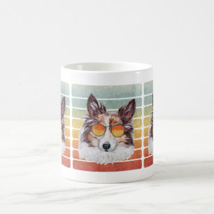 Caneca De Café Retro Vintage Pôr do Sol Sheltie Mãe Pai
