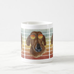 Caneca De Café Retro Vintage Pôr do Sol Vermelho Dachshund Mãe Pa