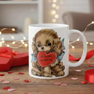 Caneca De Café Retro Vintage Puppy Love Valentine's Day