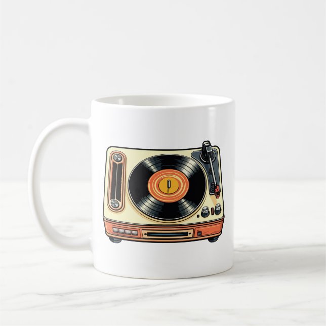 Caneca De Café Retro Vinyl Record Player (Esquerda)