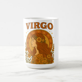 Caneca De Café Retro Virgem Zodíaco Boho Floral Astrologia