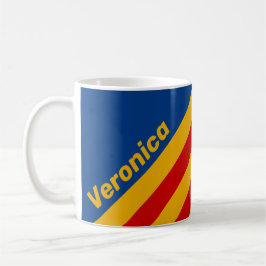 Caneca De Café Retro Warmhearted Stripes with Name