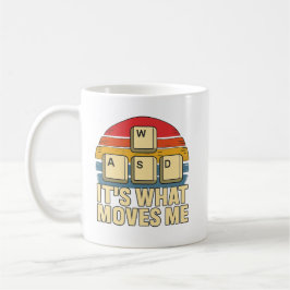 Caneca De Café Retro WASD Gaming Keys Funny PC Gamer Design, retr