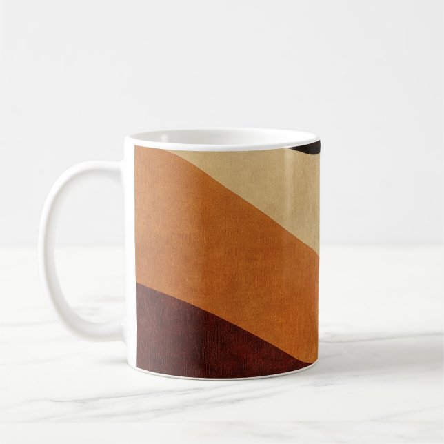 Caneca De Café 🌈 Retro Wavy Pattern - Warm & Nostalgic 🎨 (Esquerda)