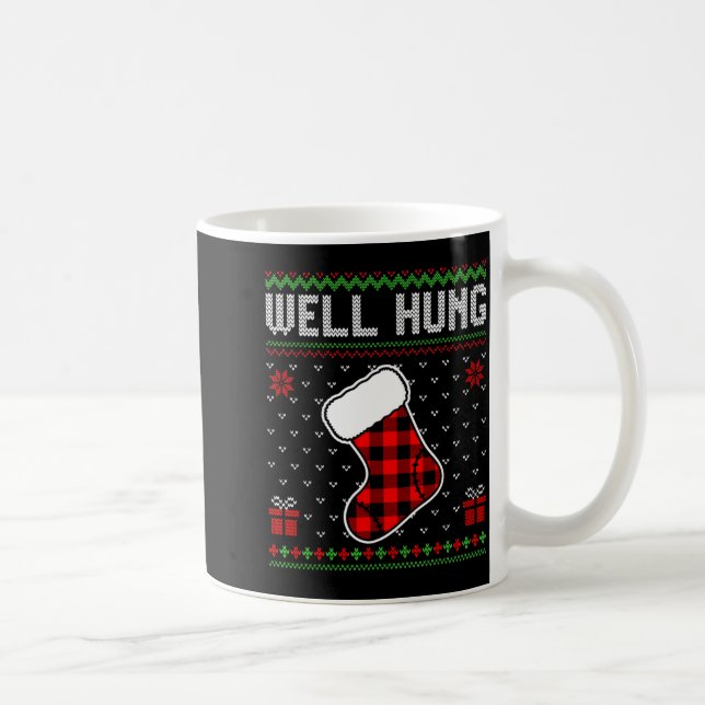 Caneca De Café Retro Well Hung Ugly Christmas Sweater Couples Mat (Direita)