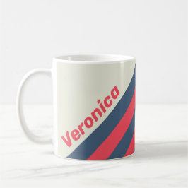 Caneca De Café Retro Yacht Club Stripes with Name