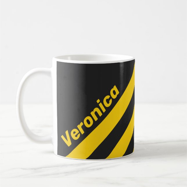 Caneca De Café Retro Yellowjacket Três Listras com Nome (Esquerda)