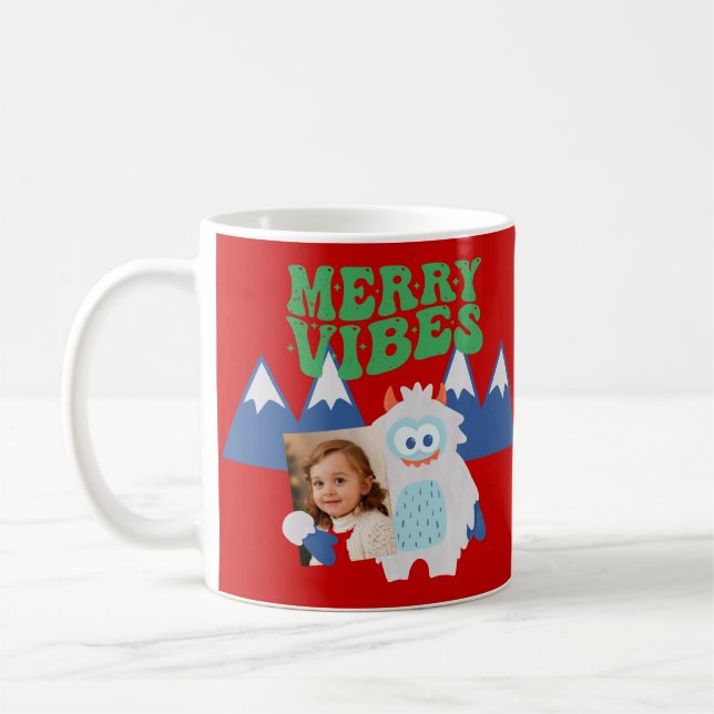 Caneca De Café Retro Yeti Whimsical Kids Natal (Esquerda)