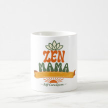 Caneca de Café Retro Zen Mama Yoga Lotus Boho