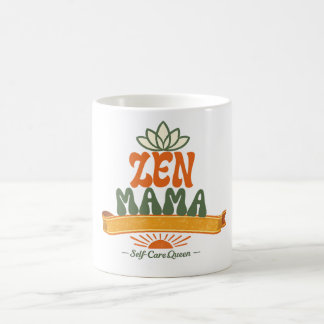Caneca de Café Retro Zen Mama Yoga Lotus Boho
