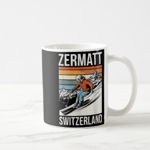 Caneca De Café Retro Zermatt Suíça Estação de Esqui, Diversão Esq