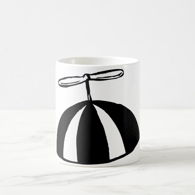 Caneca De Café Retrorropropulsor Beanie Whimsical Black and White (Centro)