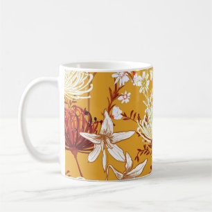 Caneca De Café Retrospectiva Sangrenta: Arte Floral Inacabada