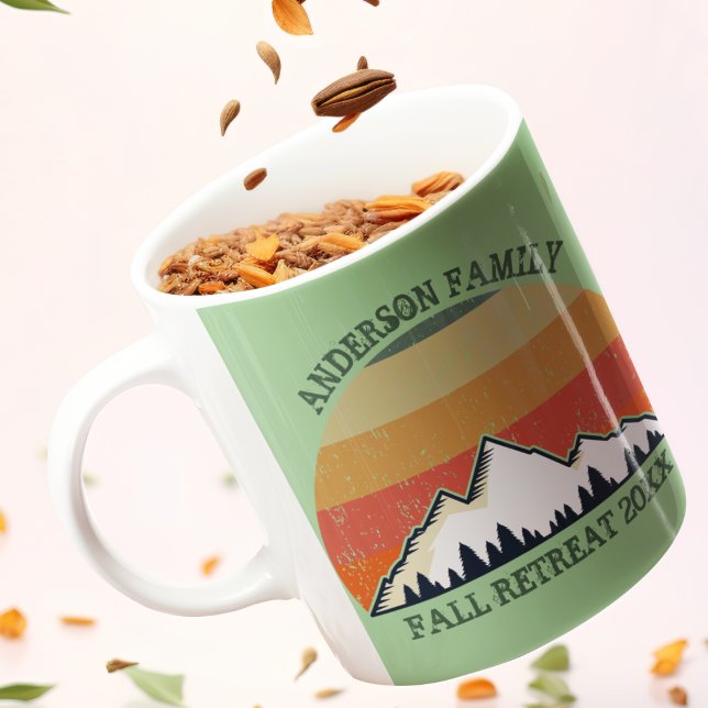 Caneca De Café Reunião Familiar Montanha Sunset Linda Verde (Criador carregado)