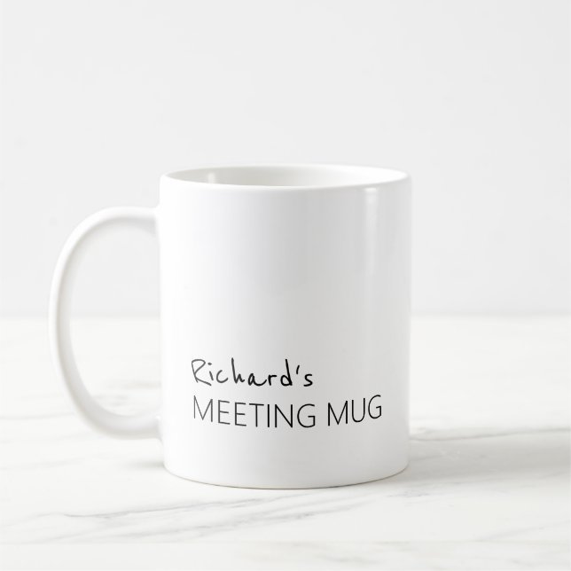 Caneca De Café Reunião minimalista com seu nome (Esquerda)