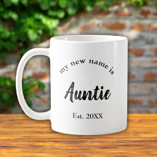 Caneca De Café Revelação da Nova Tia da Família no Ano Estabeleci