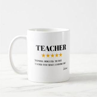 Caneca De Café Revisão de 5 Estrelas do Professor | Presente surp