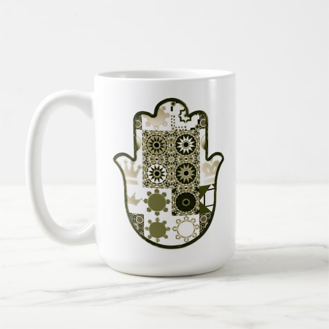 Caneca De Café Revisit Khamsa Hand Patchwork 1 (Esquerda)