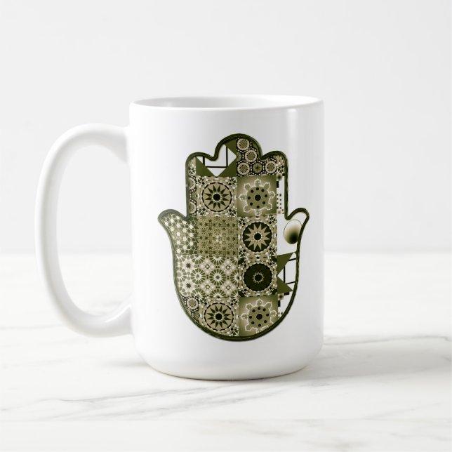 Caneca De Café Revisitar Khamsa Patchwork à Mão 2 (Esquerda)