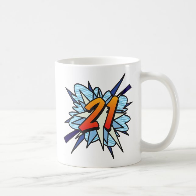 Caneca De Café Revista em Quadrinhos 21 Azul (Direita)