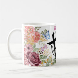 Caneca De Café Reze Floral Sobre Ele Através Dele