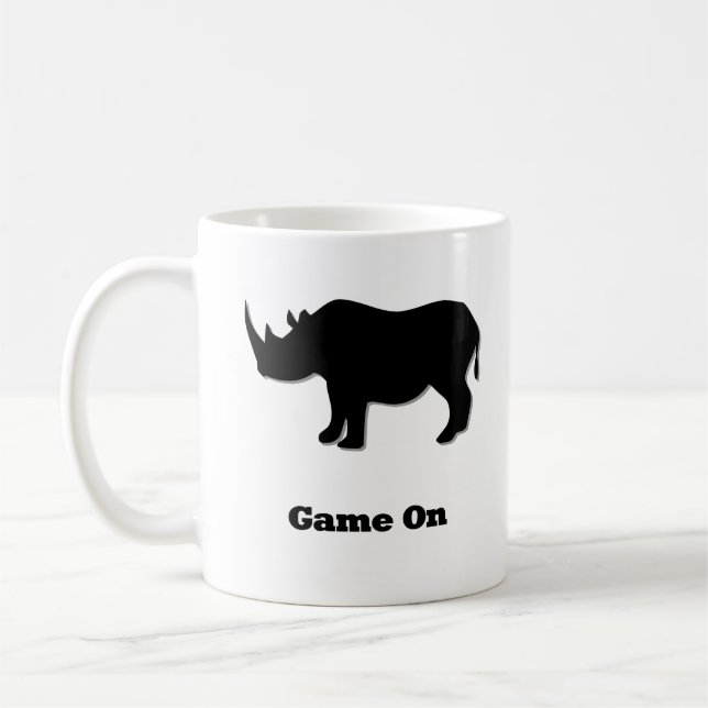Caneca De Café Rhino Game On Black (Esquerda)