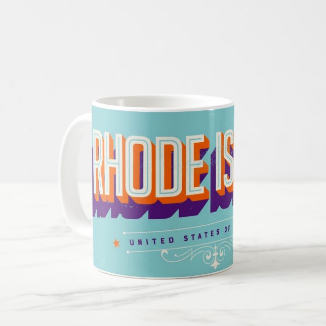 Caneca De Café Rhode Island USA  Retro Postcard Mug (Frente Esquerda)