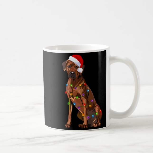 Caneca De Café Rhodesian Ridgeback Christmas Lights Xmas Dog Love (Direita)