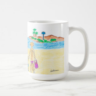 Caneca De Café Rhodesian Ridgebacks vai à praia