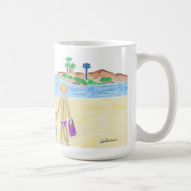 Caneca De Café Rhodesian Ridgebacks vai à praia (Direita)
