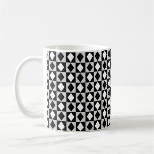 Caneca De Café Rhombus Diamond Geométrico Branco Negro